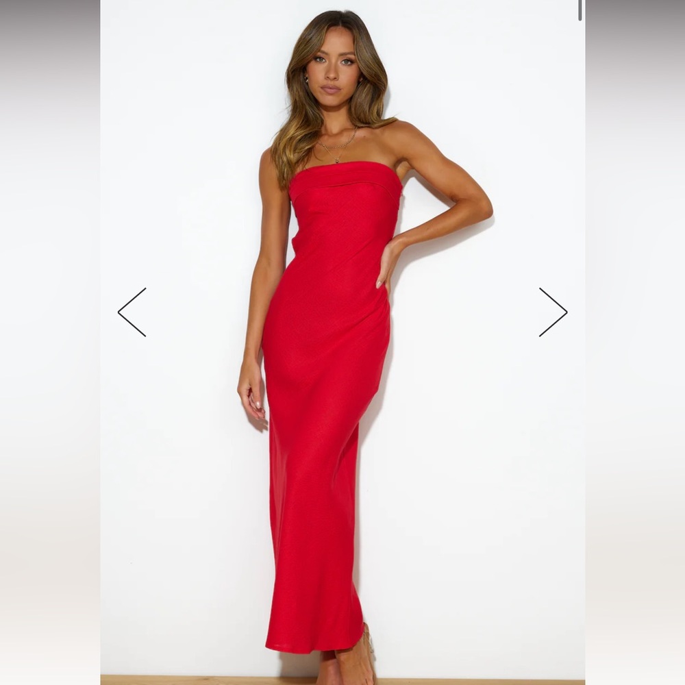 Hello Molly size small red strapless maxi dress